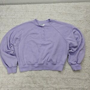 Old Navy SoComfy Lavender Sweatshirt Women XS Oversized Quarter Button Soft Girl